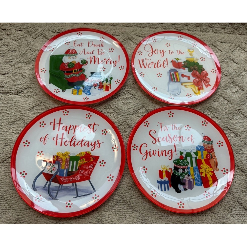 Temptations By Tara Christmas Snack /Dessert Plates Set Of 4